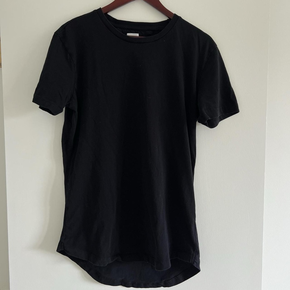 Black Zara, long length scalloped hem T-shirt